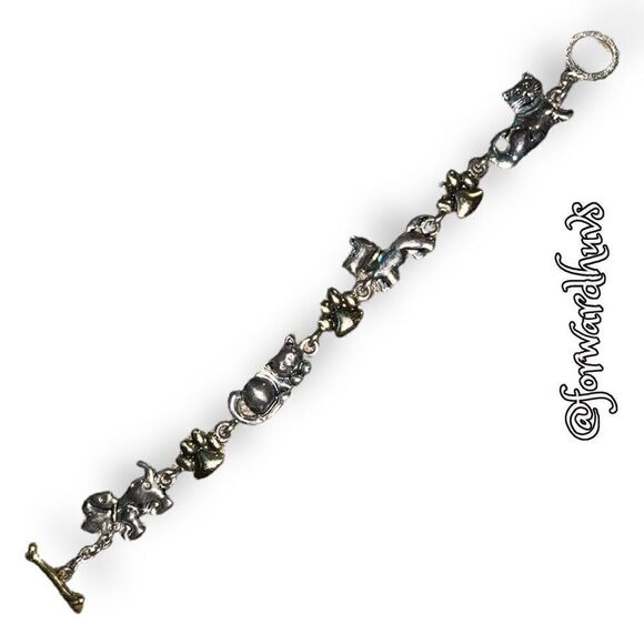 Cat & Dog Gold & Silver Tone Charm Bracelet - Picture 12 of 13